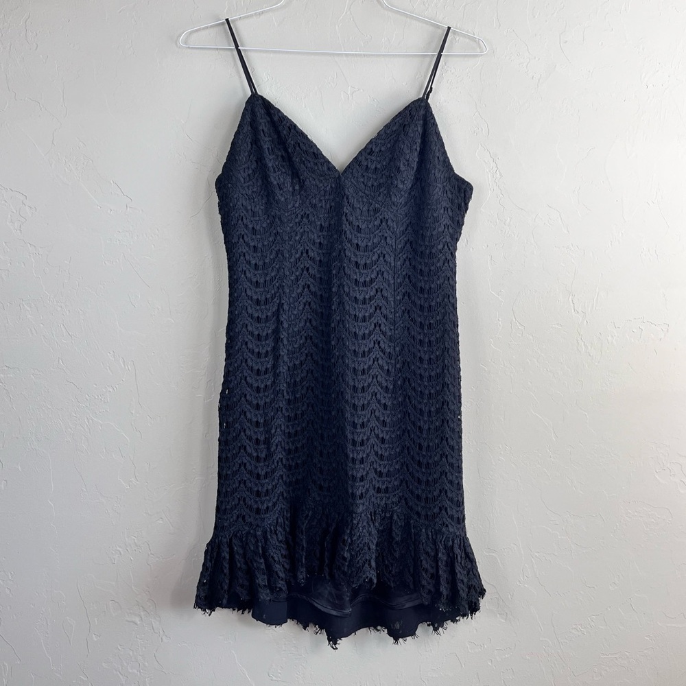 Bardot Black Lace Eyelet Sleeveless Mini Babydoll Dress